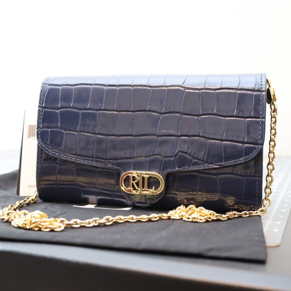 LAUREN RALPH LAUREN CROC-EMBOSSED MEDIUM ADAIR CROSSBODY - Picture 1 of 7